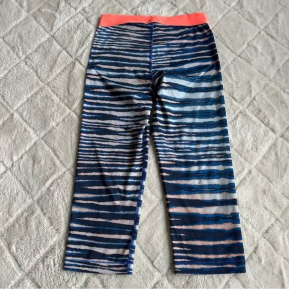 Nike Pro | Blue, Coral & Cream Zebra Print Capri Leggings | Size Small - Picture 3 of 11